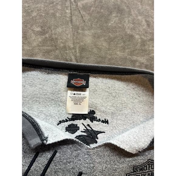 Harley Davidson Women Sweatshirt XL Gray Logo Pocket Pullover Cotton - Picture 3 of 6